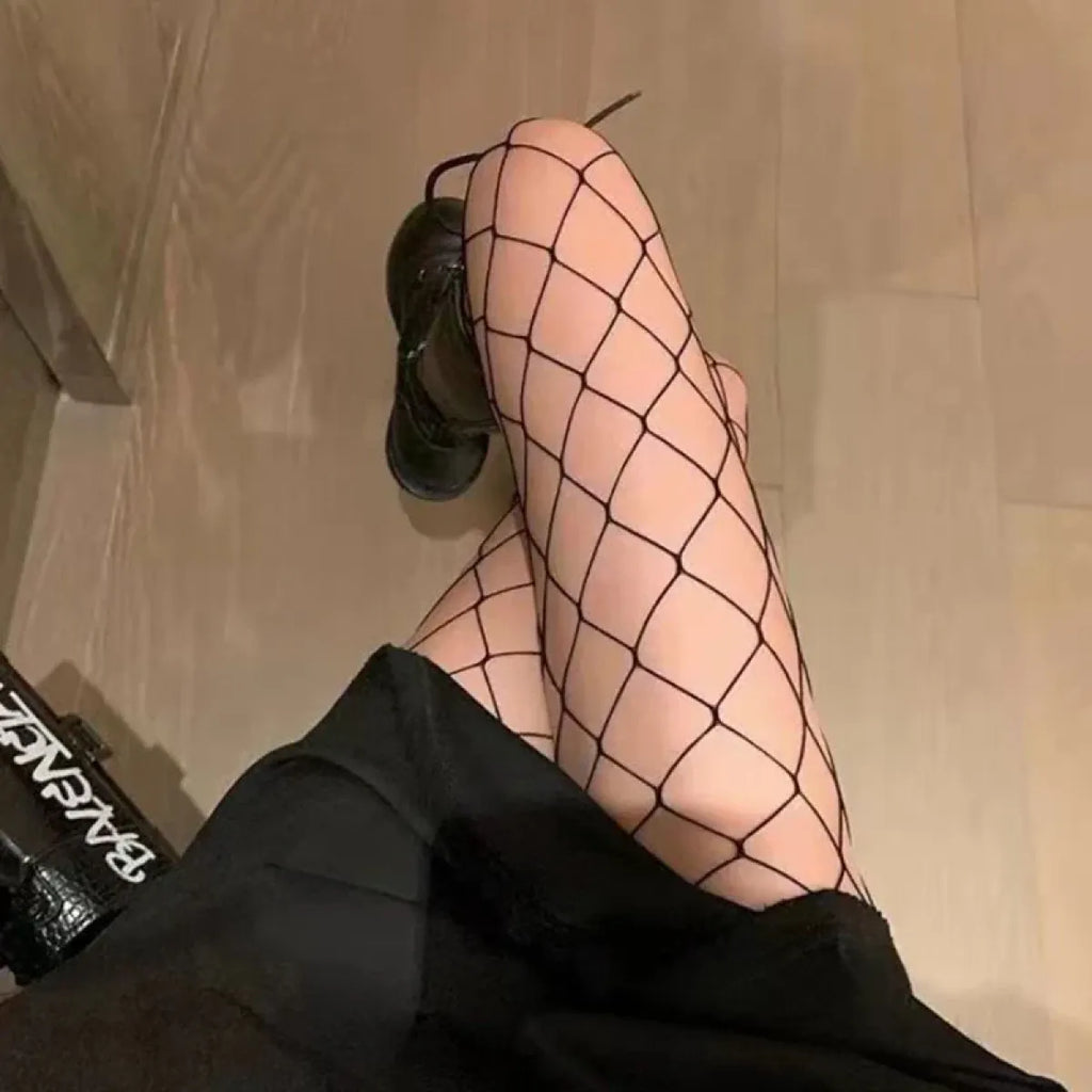 Black Lolita Fishnet Body High Socks