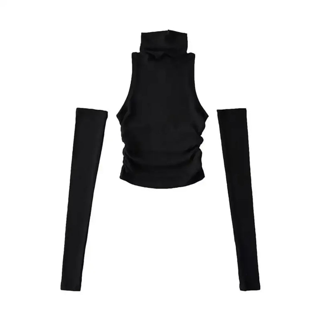 Bold Cutout Turtleneck Crop Top