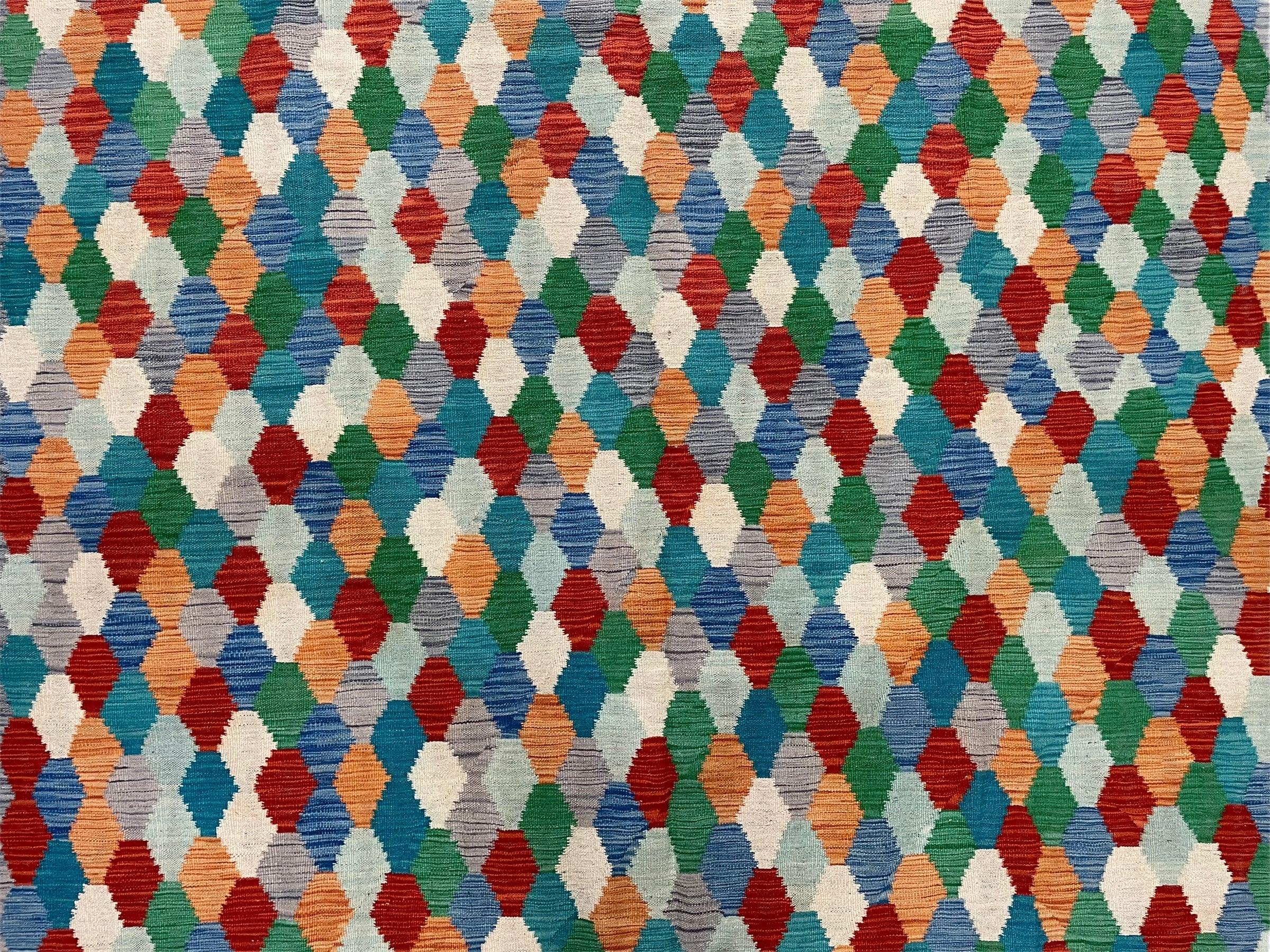 6.5 x 9.5 Colorful Chobi Kilim Rug 6 x 9 Multicolor Turkish Kilim Rug 7x10 Chobi Kilim Rug Playroom Rug Wool Kilim Rug 6x9 New Tribal Kilim