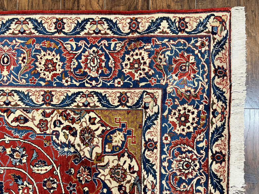 Red Persian Isfahan Rug 7x10 - Antique, Floral Medallion