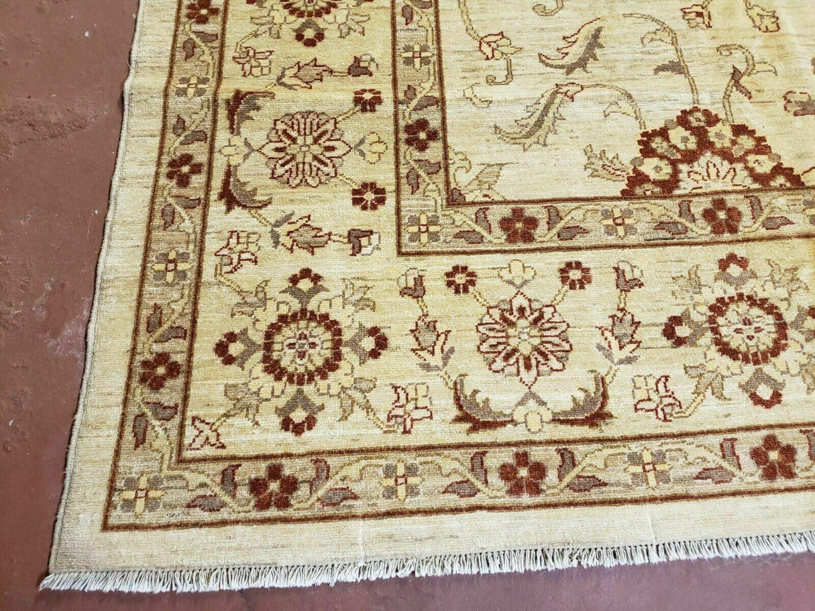 Oushak Rug 10x14 Neutral Colors Handmade Peshawar Wool Carpet Oatmeal Beige
