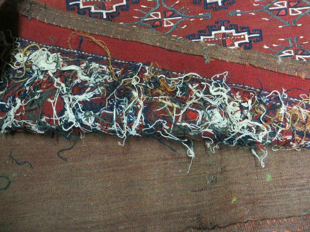 45" X 32" Antique Handmade Bokhara Turkoman Yomud Chuval Wool Rug Soumak NICE