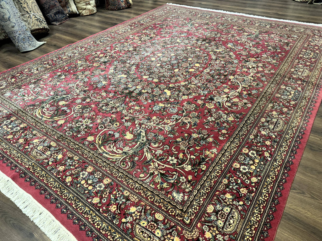 Sino Persian Rug 9x12, Fine 290 KPSI, Rose-Red, Floral Allover
