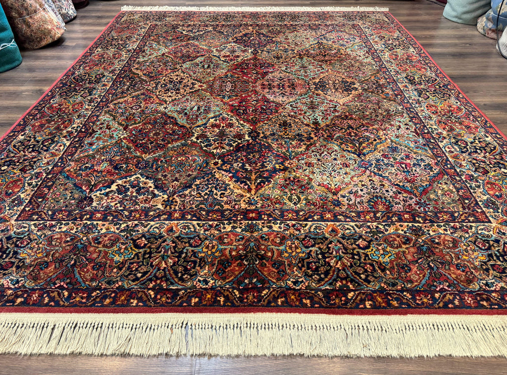 Karastan Rug 8.8 x 10.6, Multicolor Panel Kirman Rug #717, Original 700 Series, Wool
