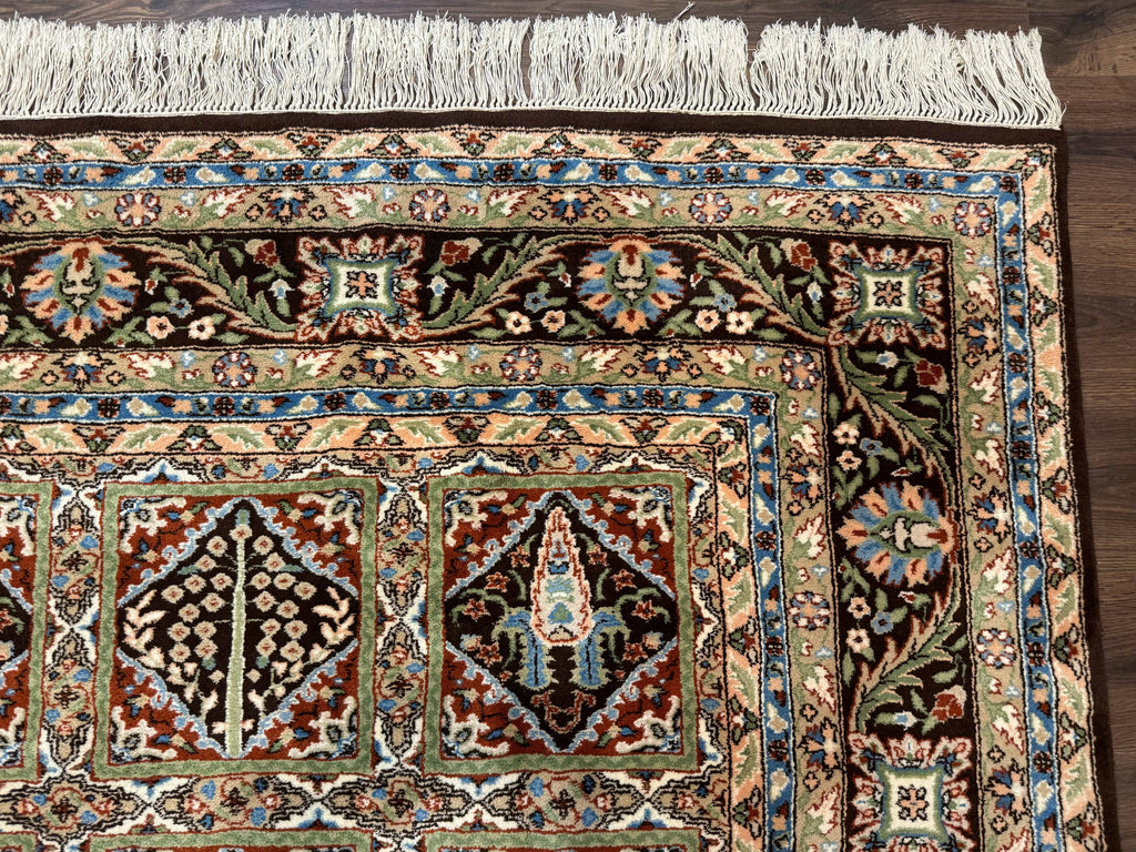 Sino Persian Rug 8x10, Panel Design, Brown, Multicolor, Wool, Cedar Trees