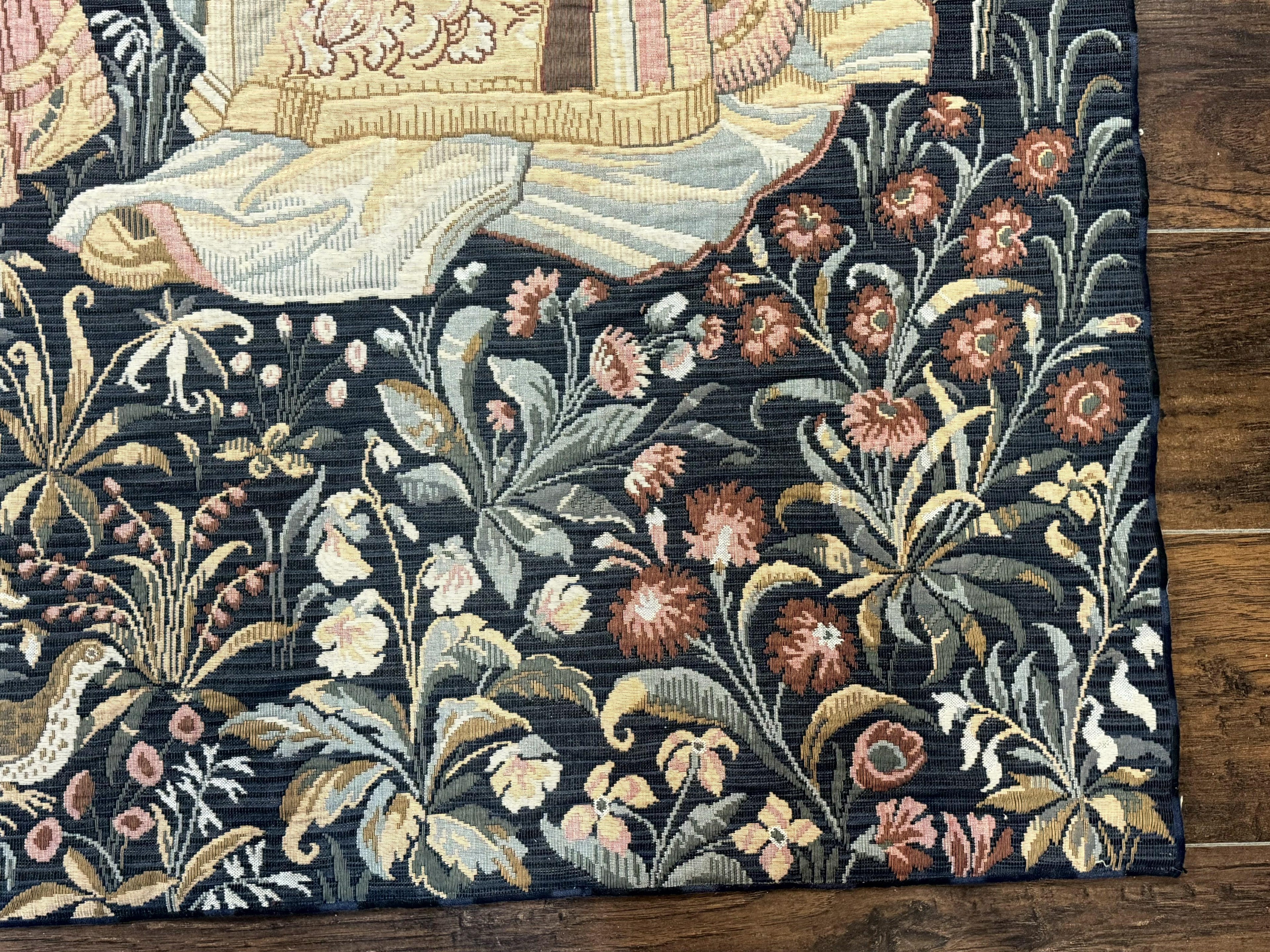 Vintage Belgium Tapestry 4x5, The Concet Musicians, Green