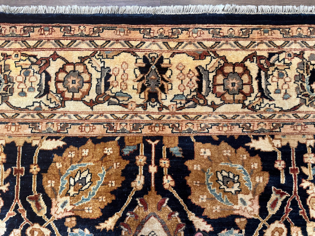 Pak Persian Bidjar Rug 10x13, Midnight Blue and Tan Pakistani Carpet