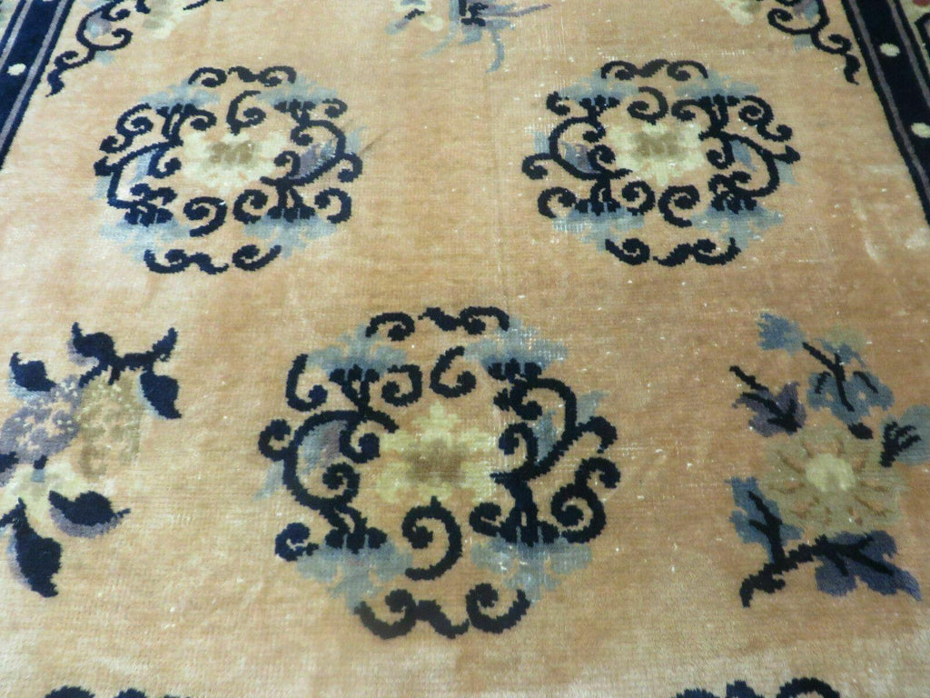 4' X 6' Antique Handmade Fine Knotted Peking Chinese Wool Rug Amiri Salmon