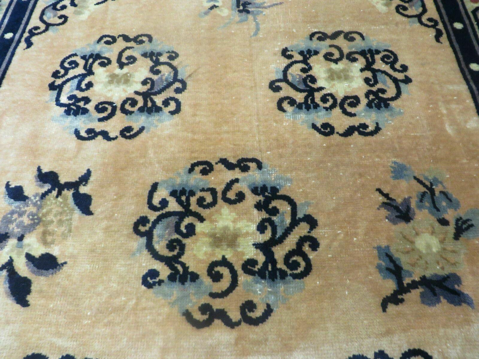 4' X 6' Antique Handmade Fine Knotted Peking Chinese Wool Rug Amiri Salmon