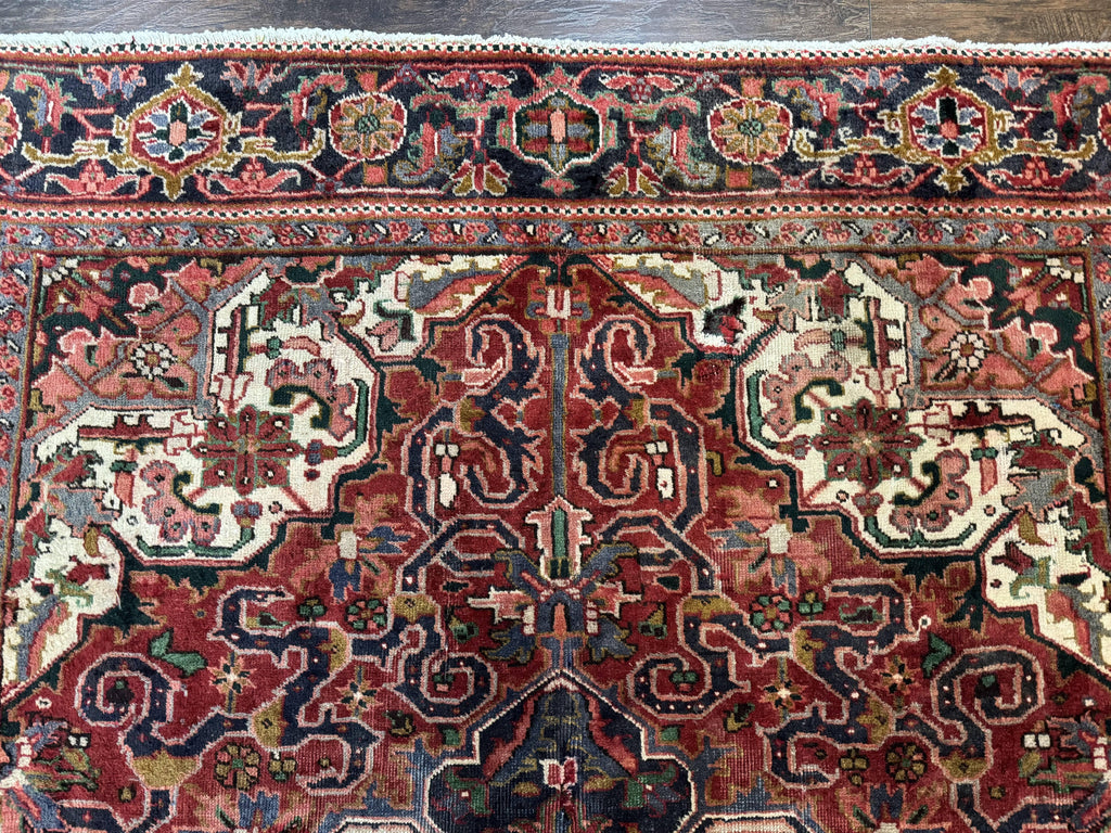 Persian Heriz Rug 6.6 x 9, Geometric Wool Persian Carpet