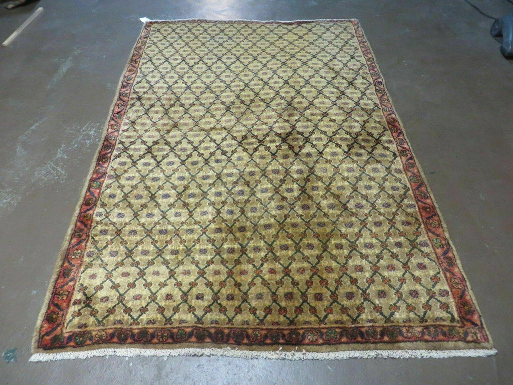 4' X 6' Handmade Indian Allover Wool Rug Camel Hair Color #119