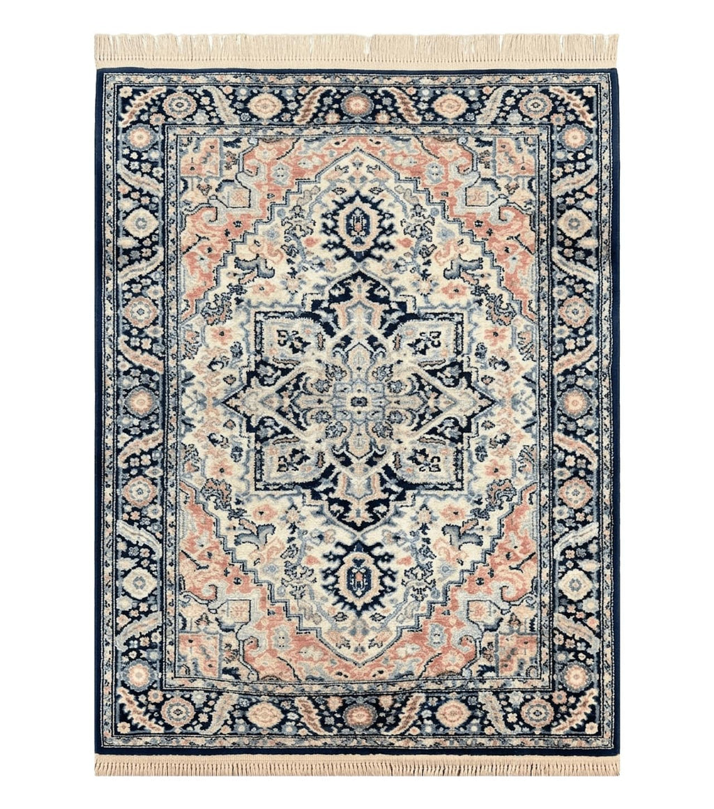 Karastan Blue Heriz Rug #748, Vintage Wool Karastan Carpet 4.3 x 6, Discontinued Original 700 Series Karastan Area Rug