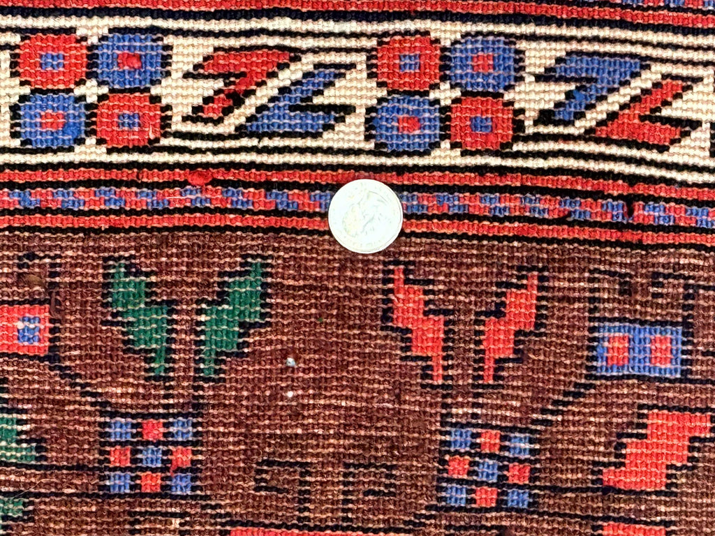 Small Persian Baluchi Rug, Tribal Rug, Brown, Multicolor