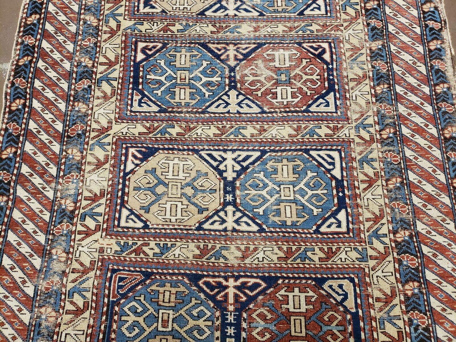 Antique Caucasian Rug 3x5, Shirvan Kazak Tribal Carpet