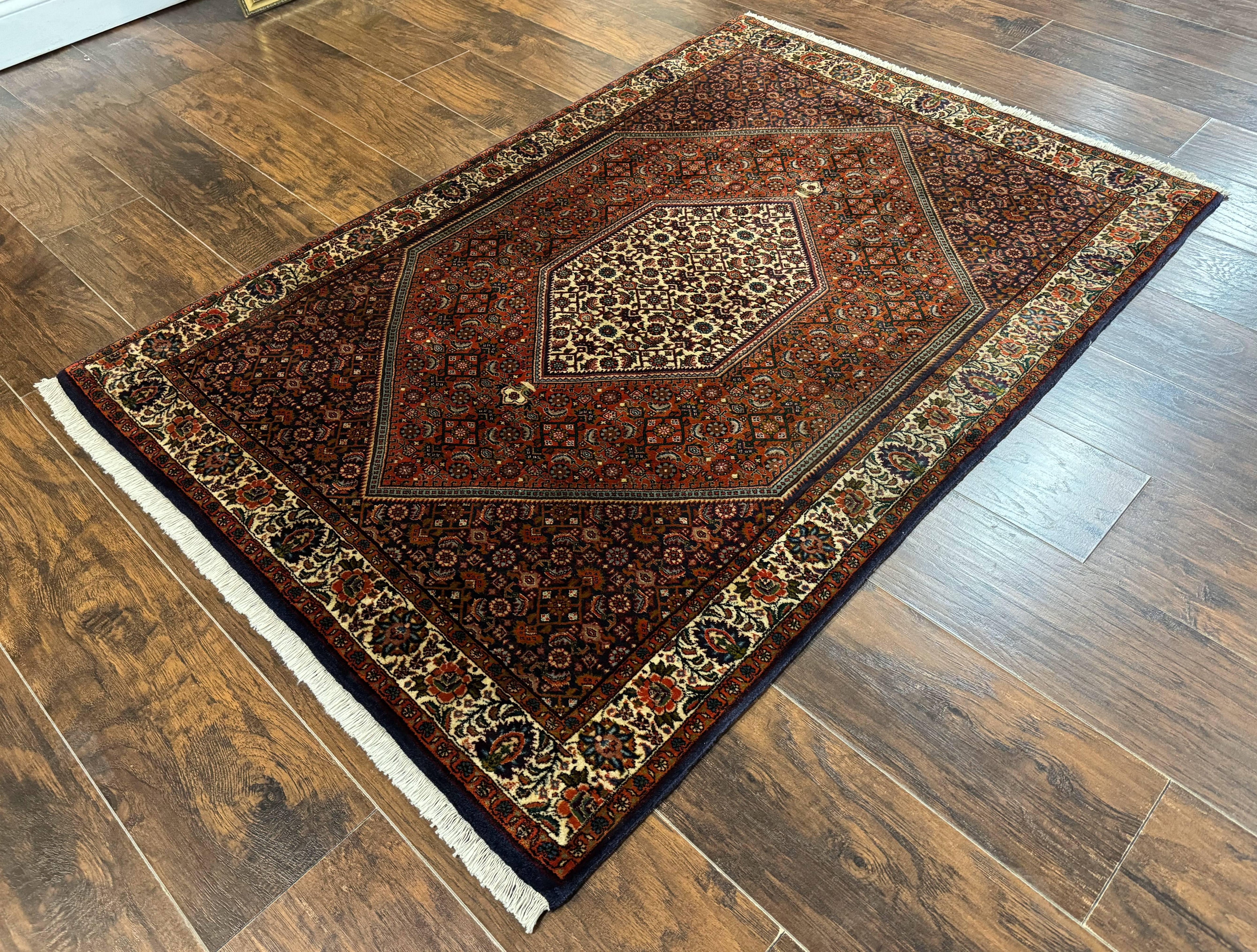 Persian Bidjar Rug 4x5, Fine 290 KPSI, Herati Pattern
