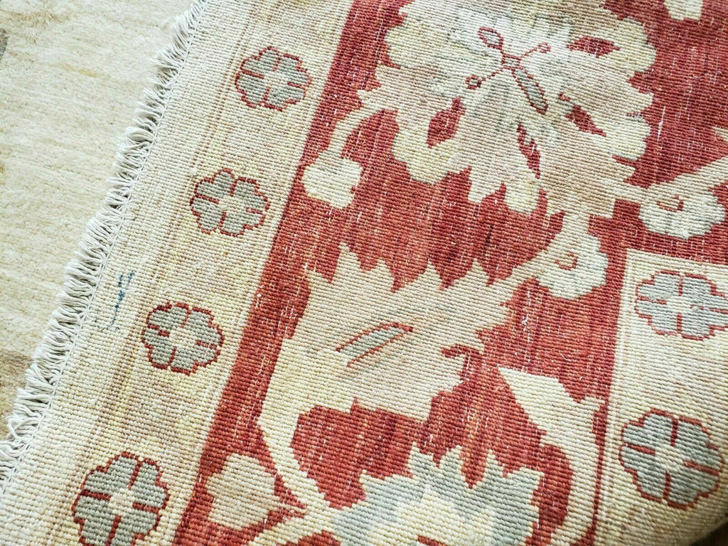Peshawar Rug 10x14 Rug 10x14 Vintage Rug 10x14 Handmade Rug Chobi Rug Ivory Beige Red Rug