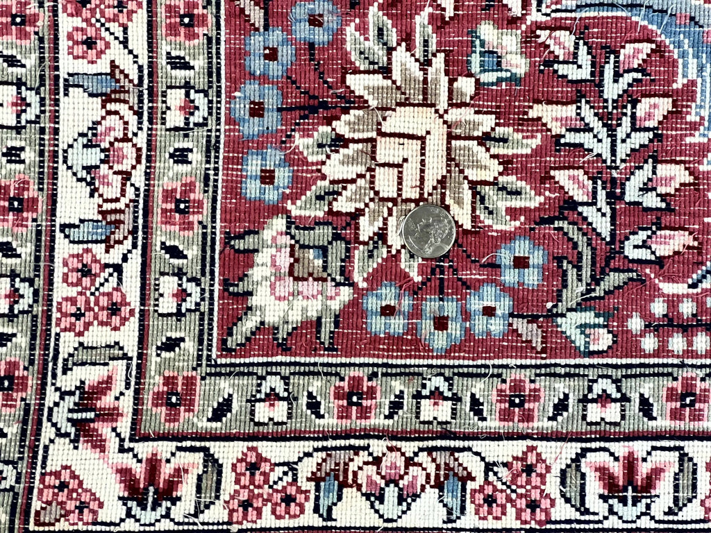 Silk Indian Kashmiri Rug 8x10, Floral Medallion, Indo Persian Carpet, Handmade Vintage Silk Rug