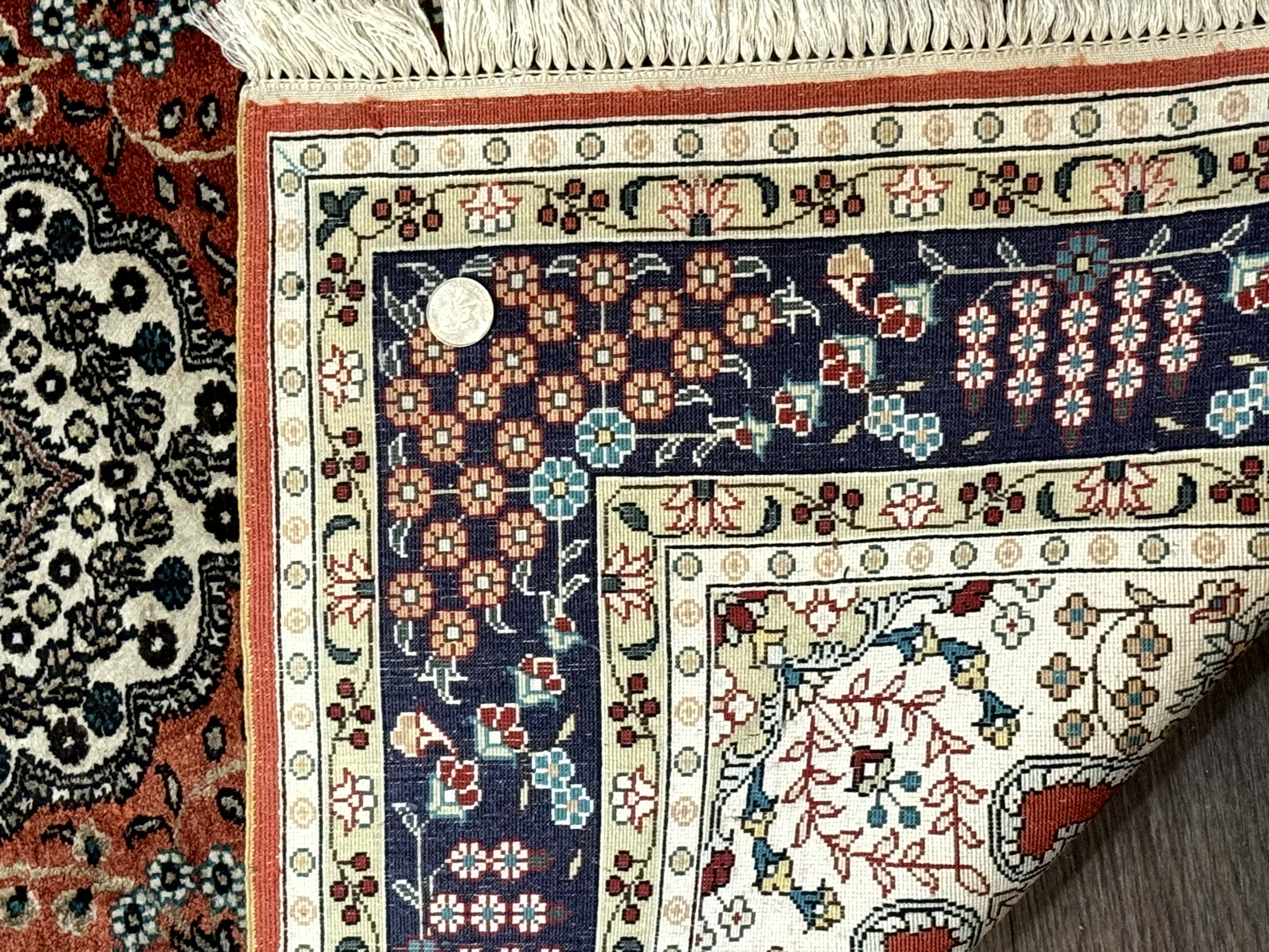 Turkish Silk Runner Rug 3x8, Short Runner Rug, Red, Floral Medallions, Very Fine 360 KPSI, 3 x 8 Runner