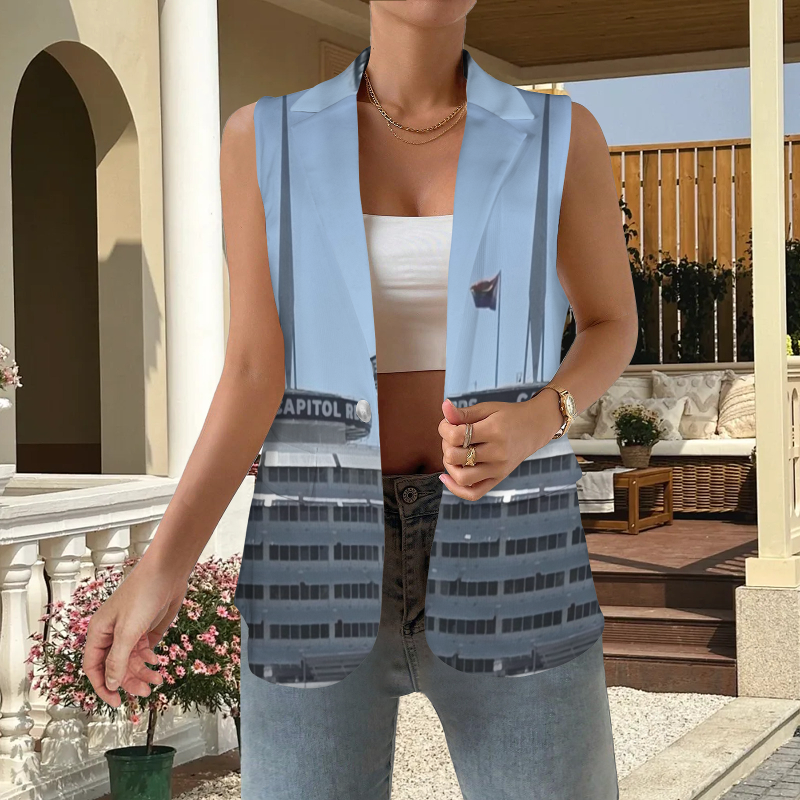 NEW!!! "THAT PART" branded (rear & Capitol Records Tower front) Sleeveless Blazer Vest (Made to Order No Stock)