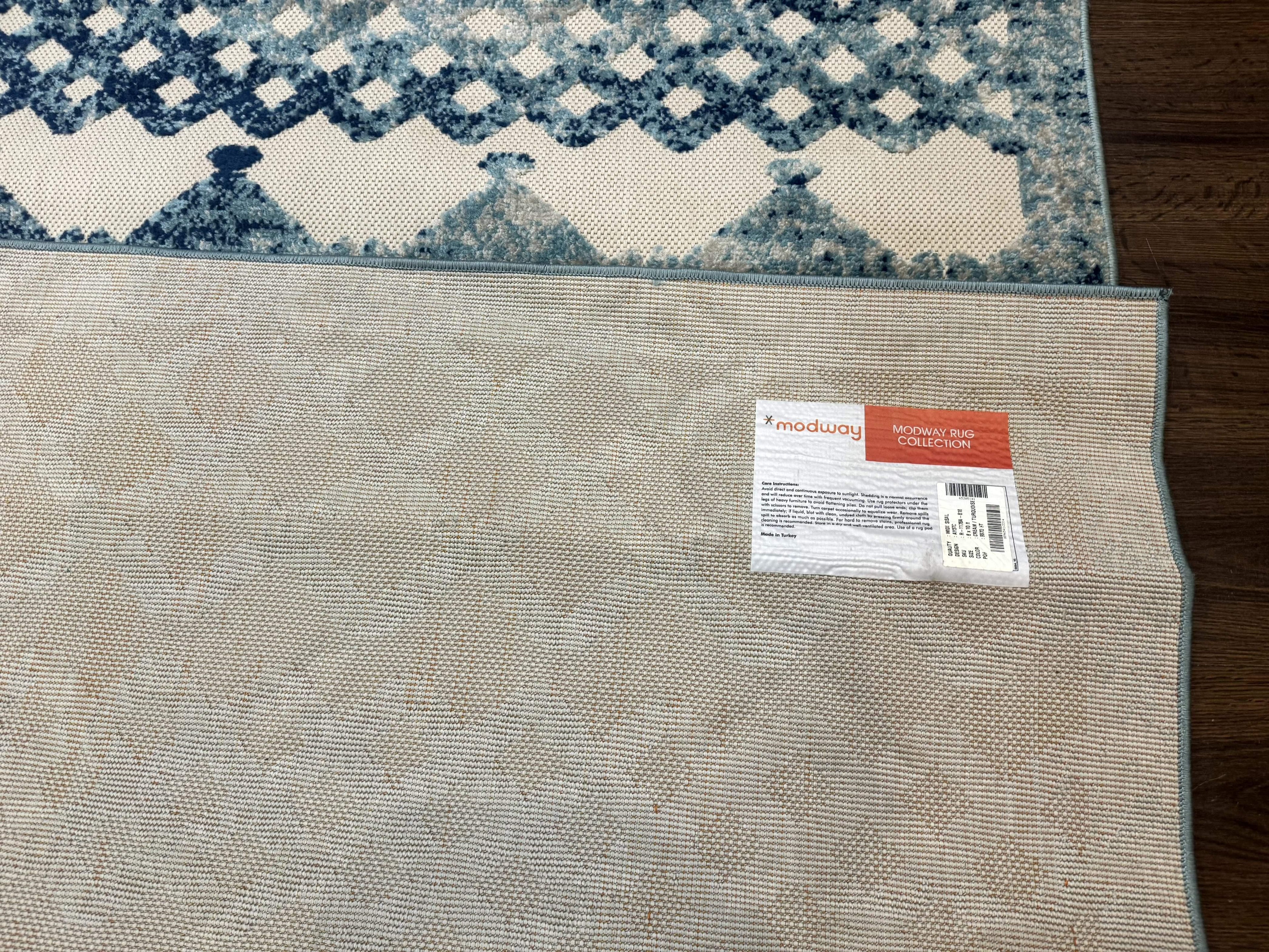 Modern Rug 8x10, Abstract Rug, Oat and Blue, Raised Pattern, Modway Rug Collection