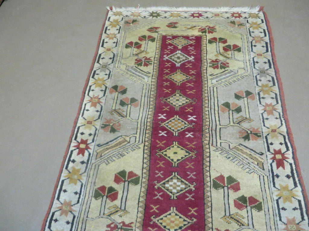 3' X 5' Vintage Handmade Turkish Turkey Oushak MILAS Wool Accent Rug Carpet Nice