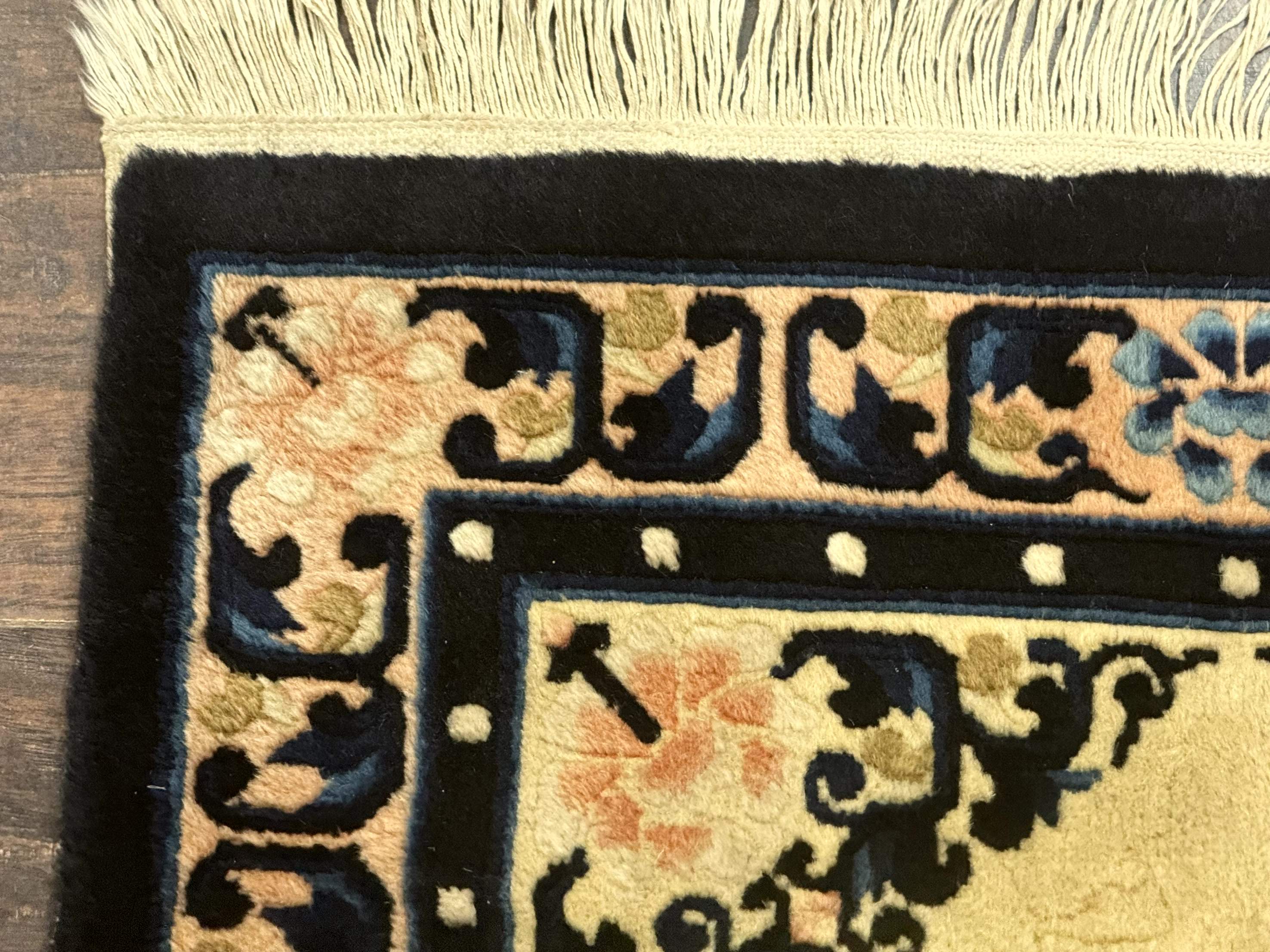 Chinese Peking Rug 2x3, Small Chinese Wool Carpet