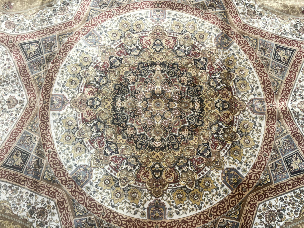 Turkish Silk Rug 8x10, Dome Design, Hereke Carpet, Bamboo Silk, New