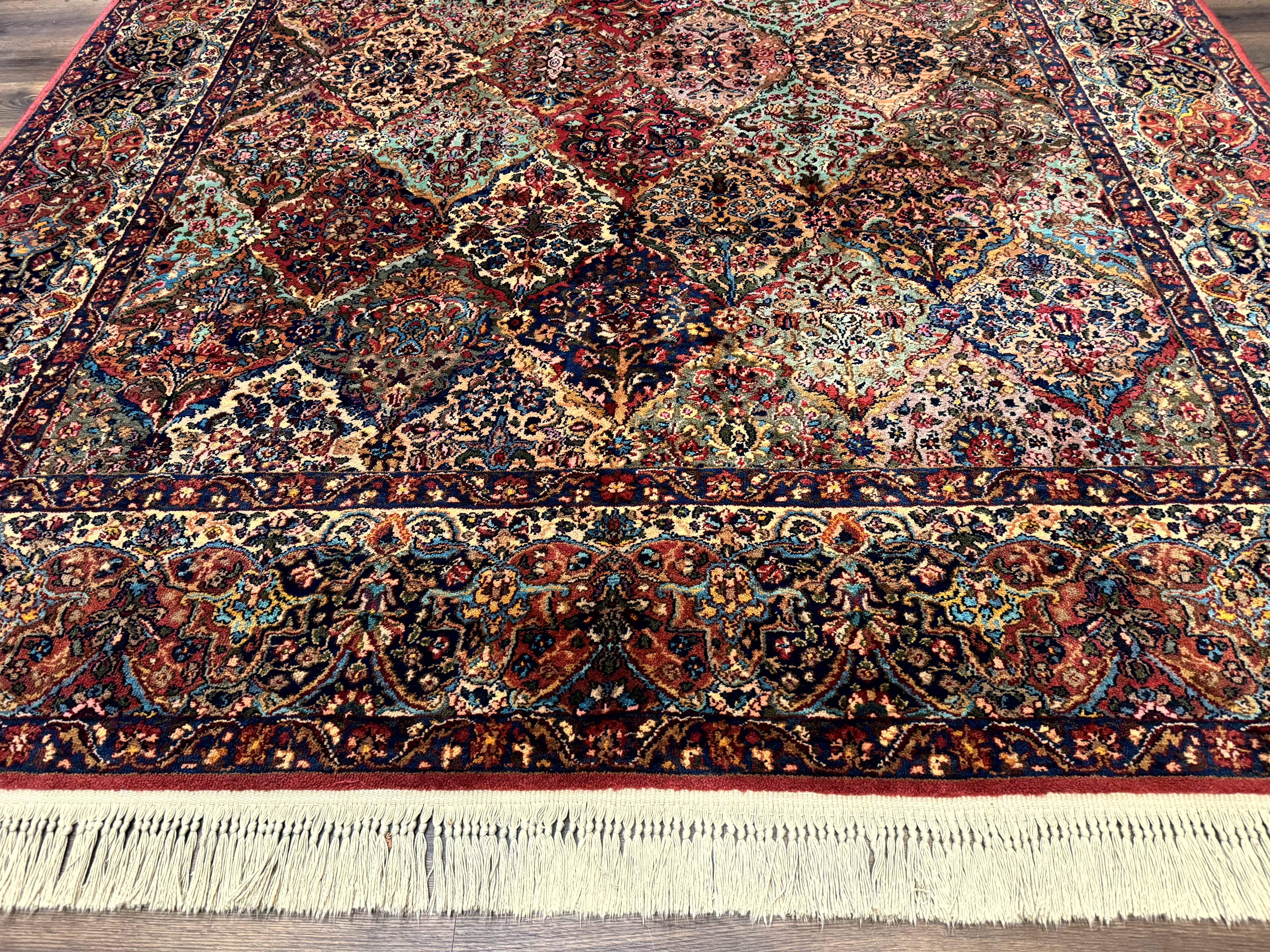 Karastan Rug 8.8 x 10.6, Multicolor Panel Kirman Rug #717, Original 700 Series, Wool