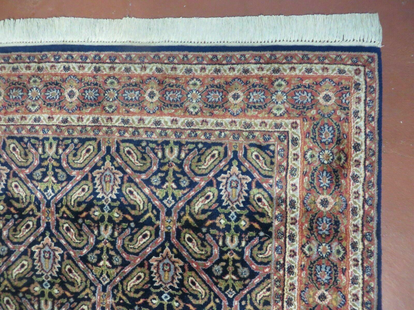 4' X 6' Vintage Fine Handmade India Floral Oriental Wool Rug Carpet Blue Red