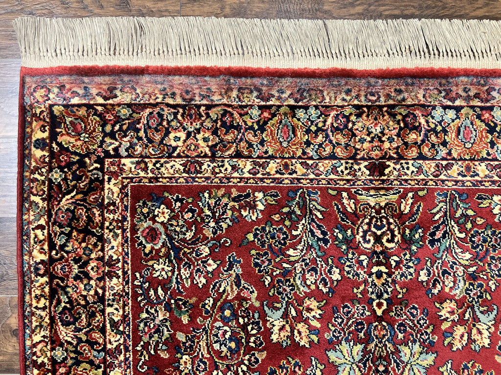 Karastan Rug 5.9 x 9 Red Sarouk #785, Wool Original 700 Series, Vintage