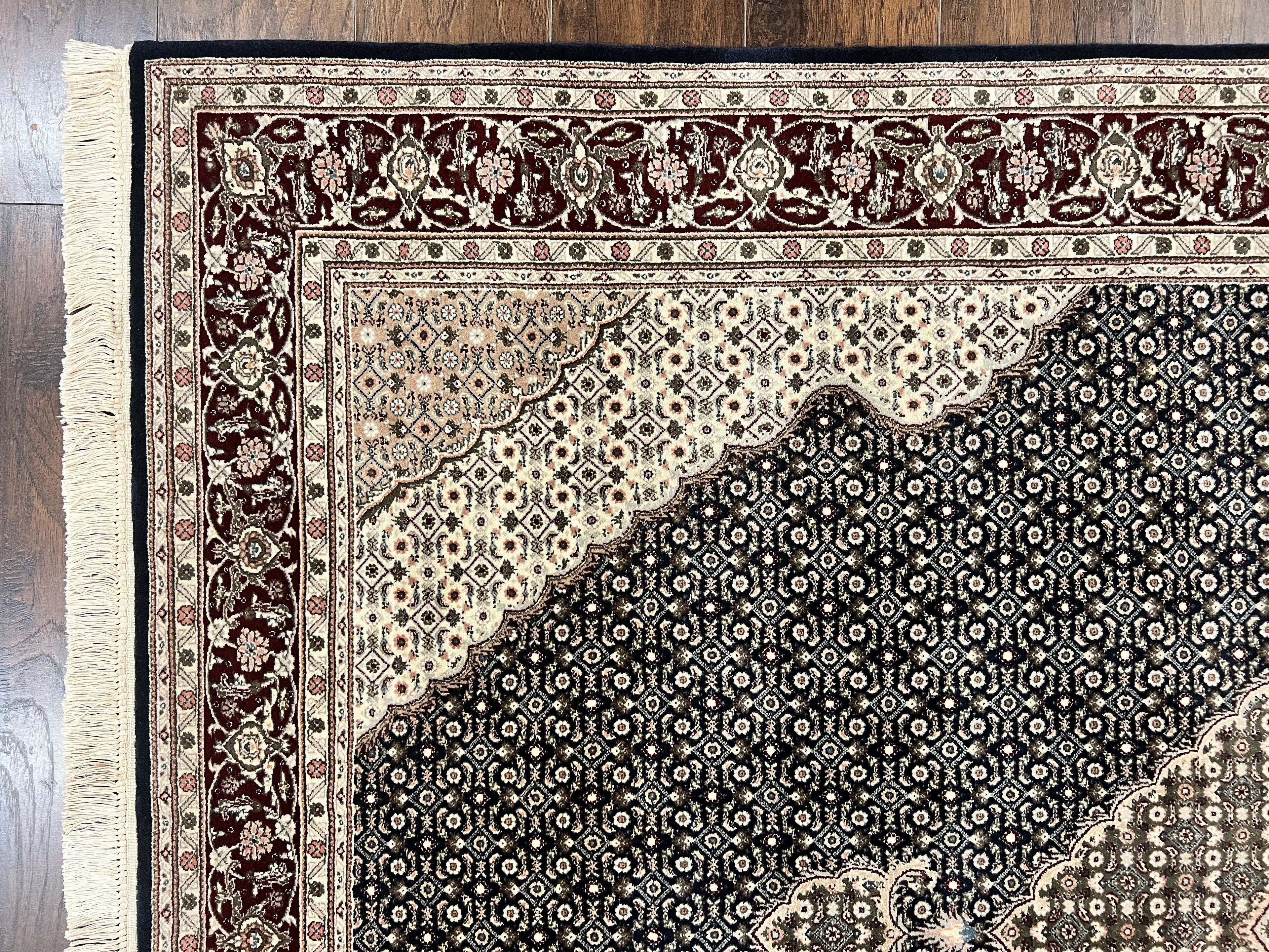 Sino Persian Rug 6x9, Herati Pattern, Vintage Handmade Hand Knotted Wool Oriental Carpet, Fine 6 x 9 Rug, Traditional Rug, Dark Blue Rug
