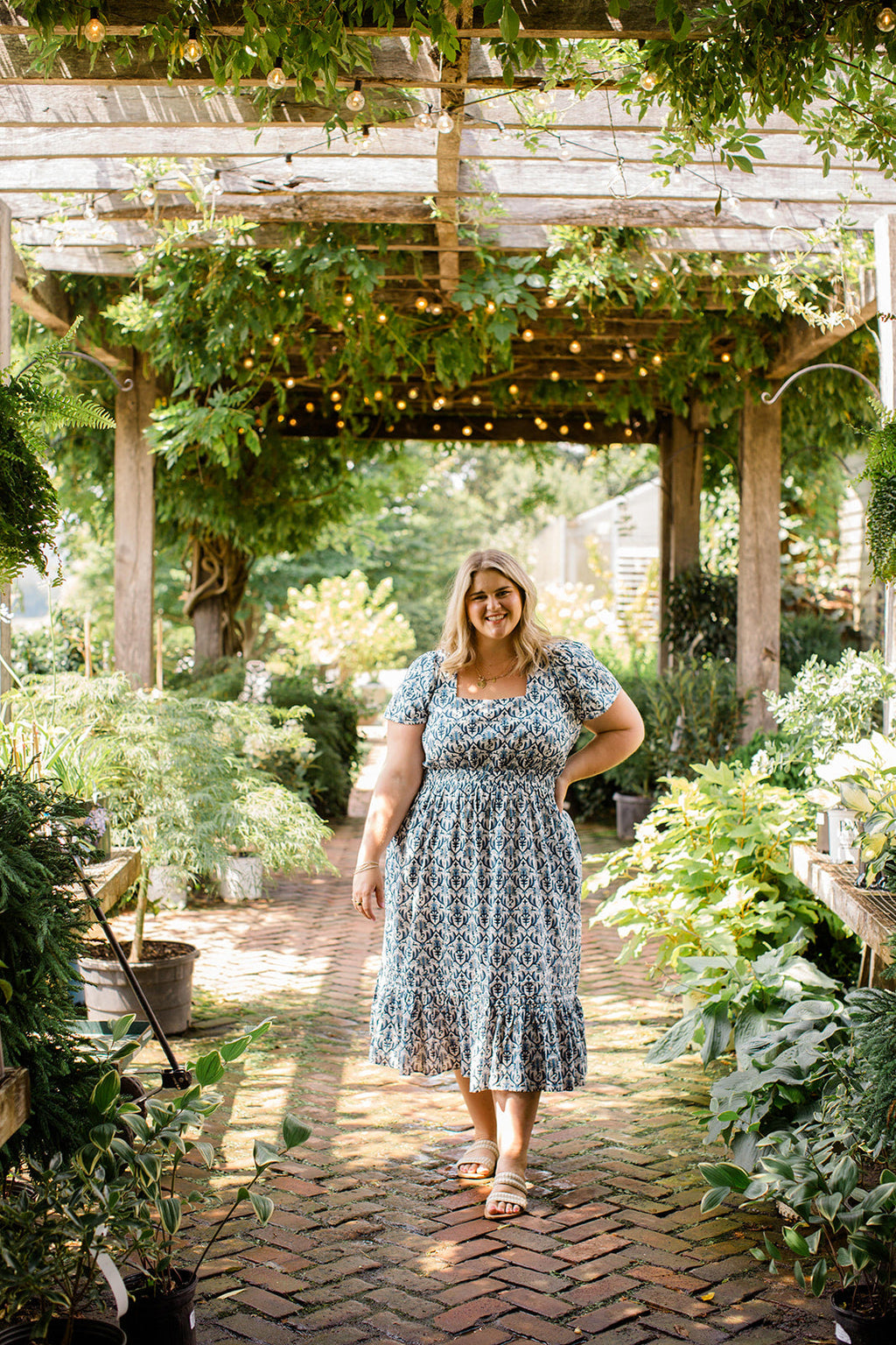 The Allison Dress in Navy Trellis - Final Sale