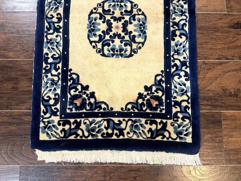 Chinese Peking Rug 2x3, Small Wool Chinese Carpet, Art Deco Rug