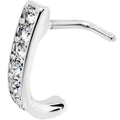 18G Clear CZ Sleek Faux Hoop L Shaped Nose Ring