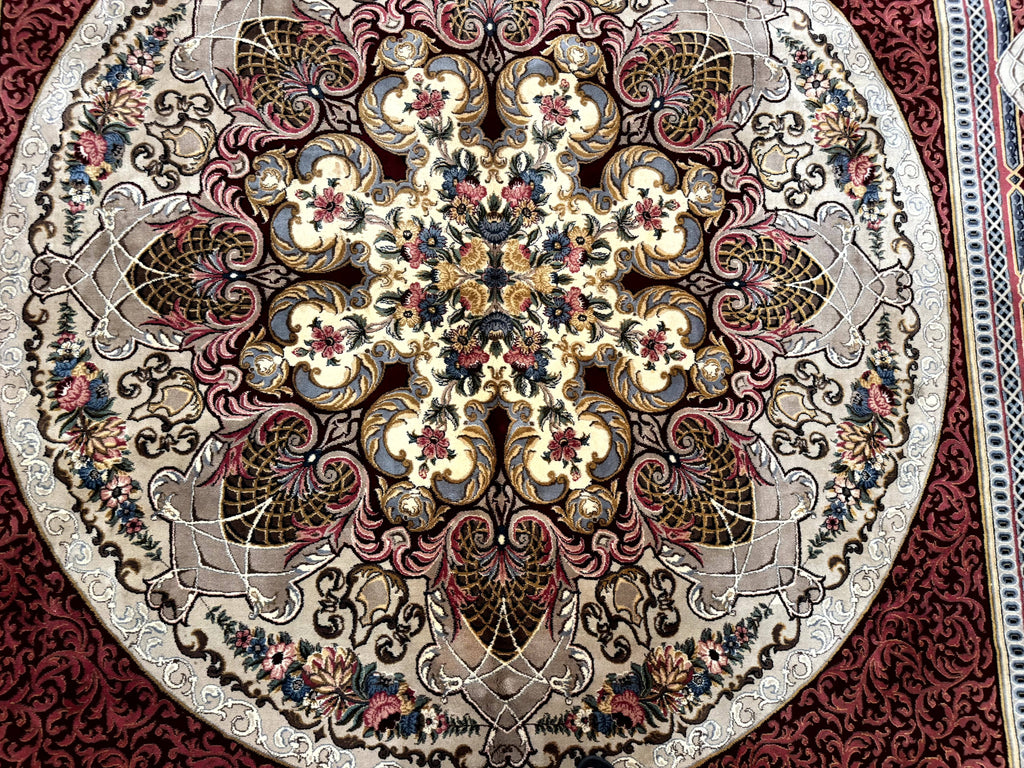 Wonderful Aubusson Rug 10x14, Red Maroon, Elegant, Fine 200 KPSI