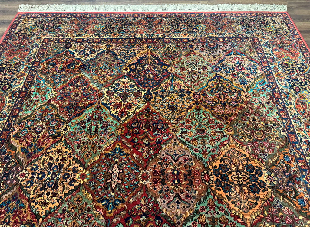 Karastan Rug 8.8 x 10.6, Multicolor Panel Kirman Rug #717, Original 700 Series, Wool