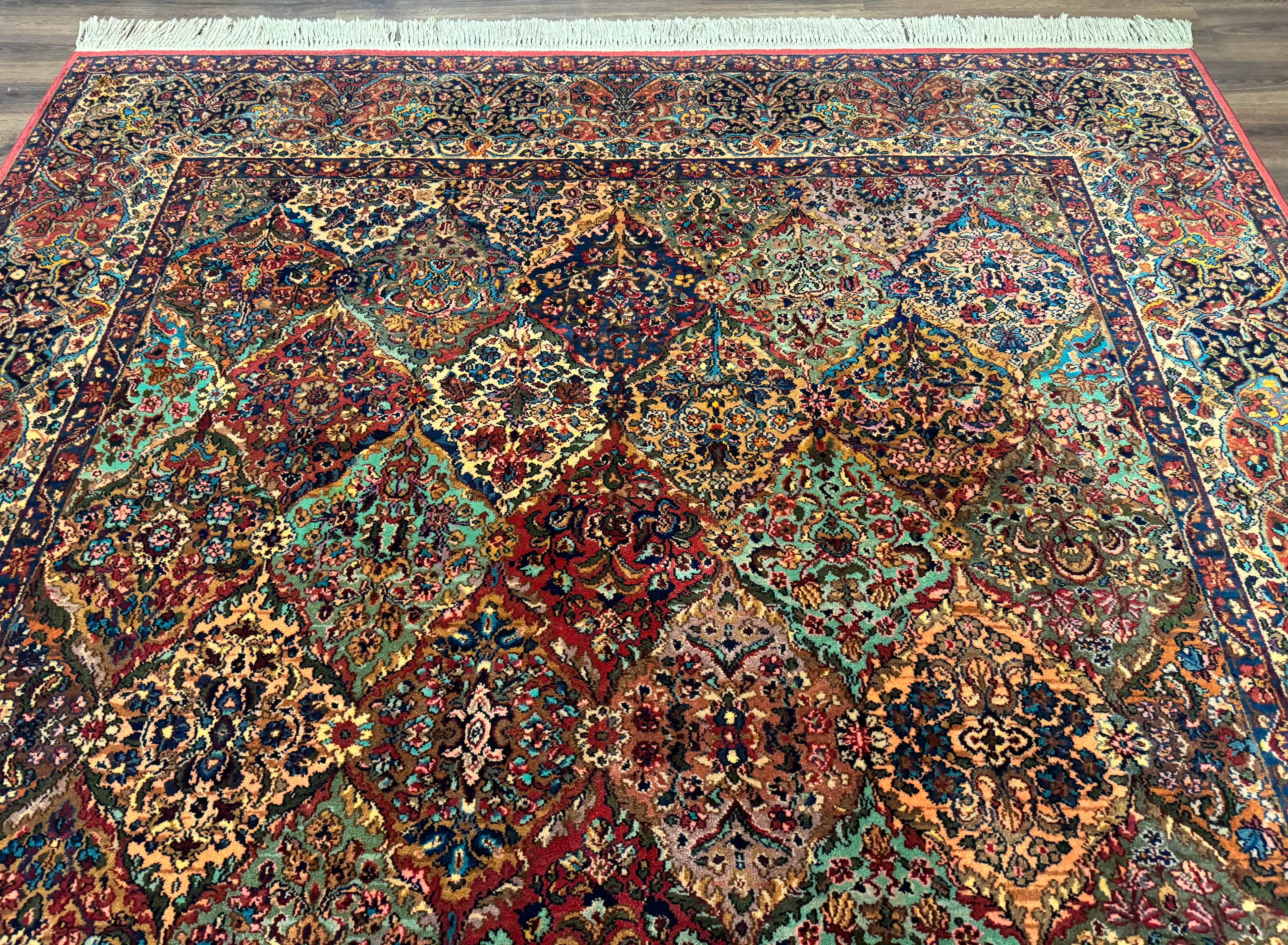 Karastan Rug 8.8 x 10.6, Multicolor Panel Kirman Rug #717, Original 700 Series, Wool