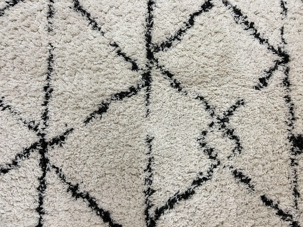 Modern Shag Rug 5x7, Ivory and Black Area Rug 5 x 7 ft