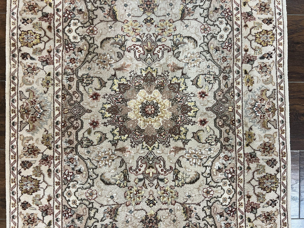 Sino Persian Rug 2.5 x 4, Hand Knotted Oriental Carpet, Small Persian Rug, Floral Medallion, Wool, Vintage