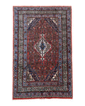 Persian Tribal Rug 6x11, Red Blue Ivory, Antique Persian Carpet, Hamadan Dargazin Carpet