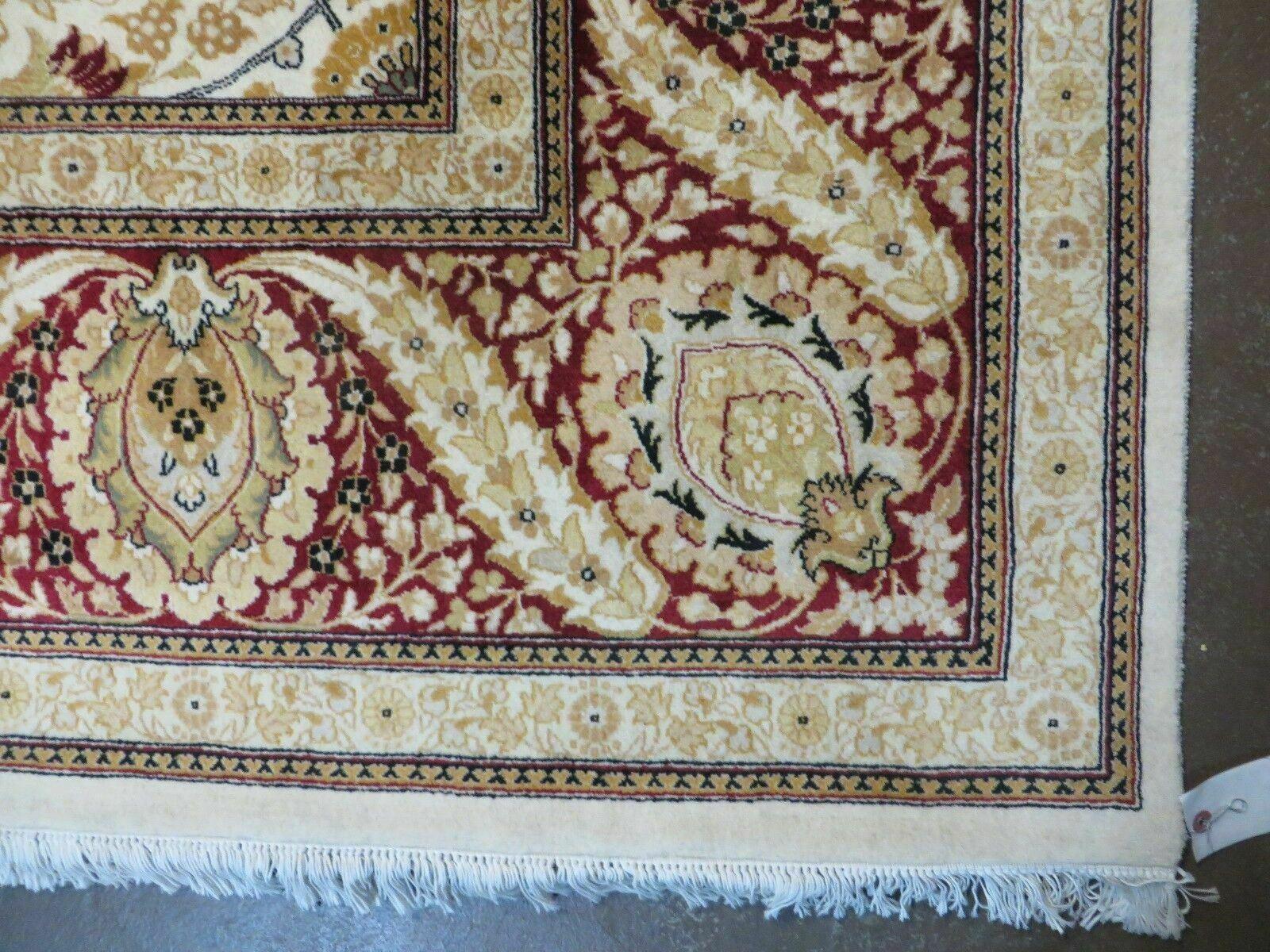 9' X 12' Vintage Handmade Wool Rug Pakistani Floral Design Nice Vegetable Dye