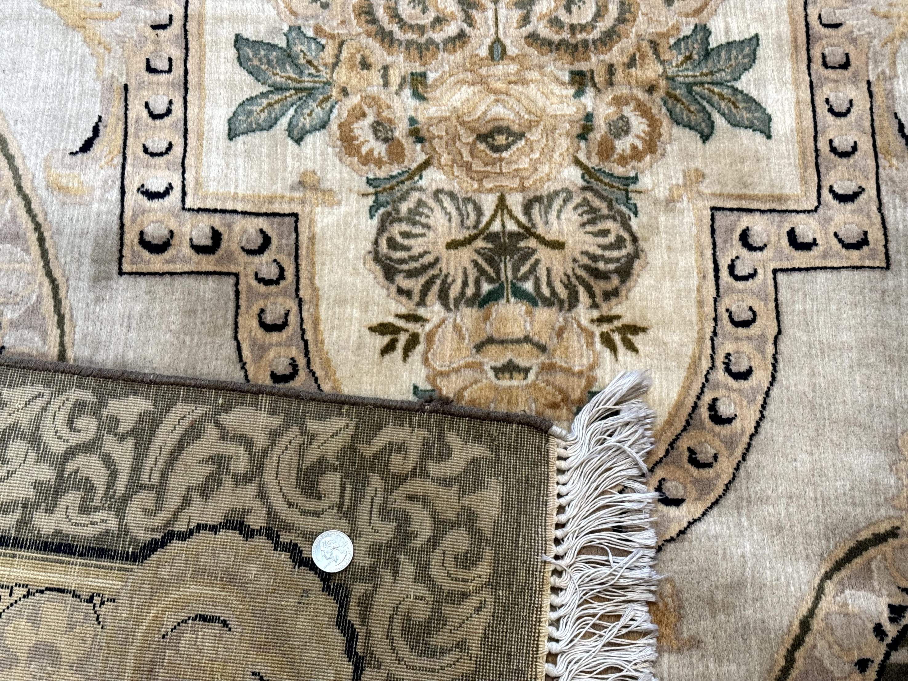 Aubusson Rug 8x10, Very Fine 225 KPSI, Floral, French European Design, Pakistani Carpet