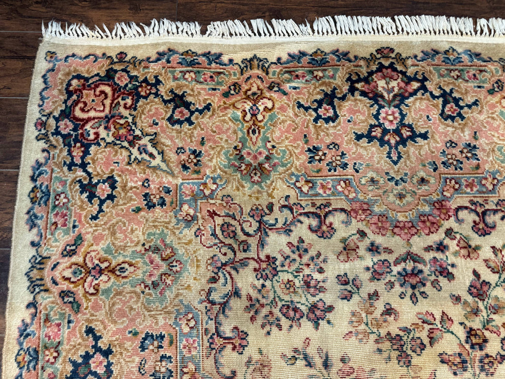 Antique Karastan Rug 8.8 x 12 Lanamar Floral Ivory Kirman Wool Discontinued