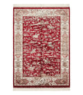 Turkish Silk Hunting Scene Rug 5 x 7.6, Red & Ivory, Bamboo Silk, New