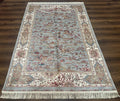 Turkish Silk Rug 5x7, Hunting Design, Animal Pictorials, Bamboo Silk