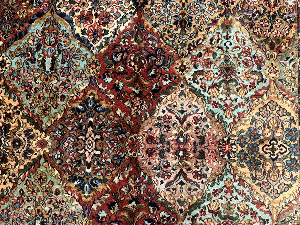 Karastan Rug 5.9 x 9, Multicolor Panel Kirman Rug #717, Wool Original Karastan Collection 700 Series
