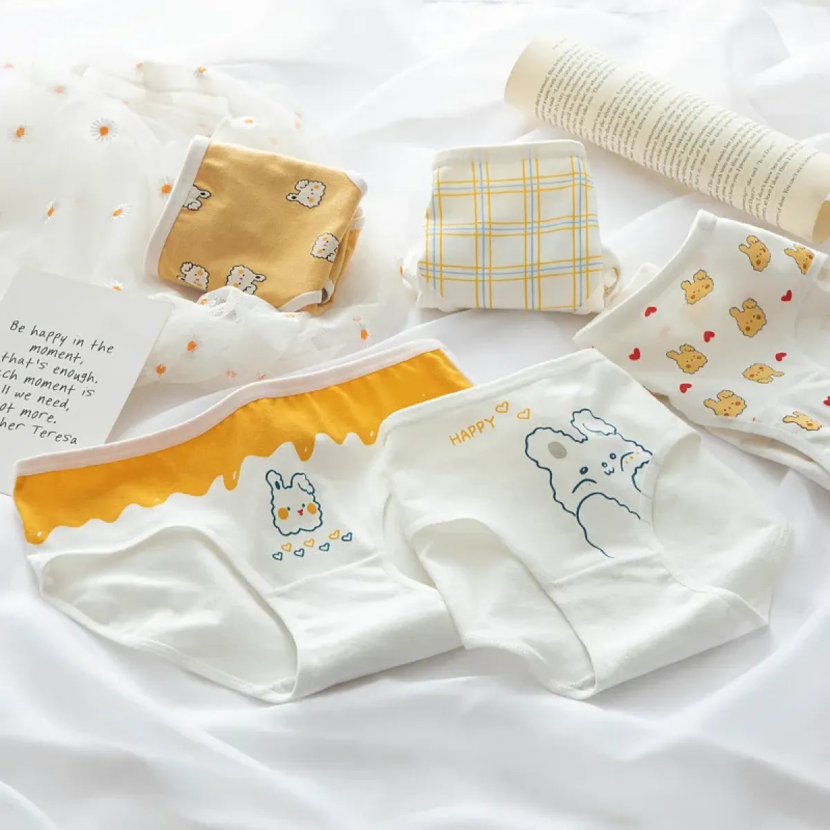 5-Pack Cotton Panties for Women - Plus Size Cute Soft Briefs Sexy Lingerie