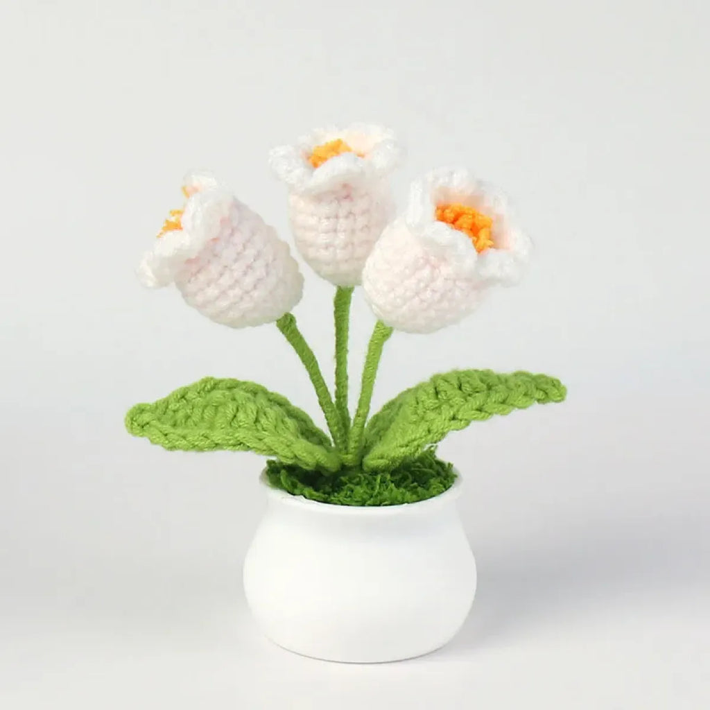 Handmade Crochet Lily Plush – Potted Flower Decor for Desk or Gift