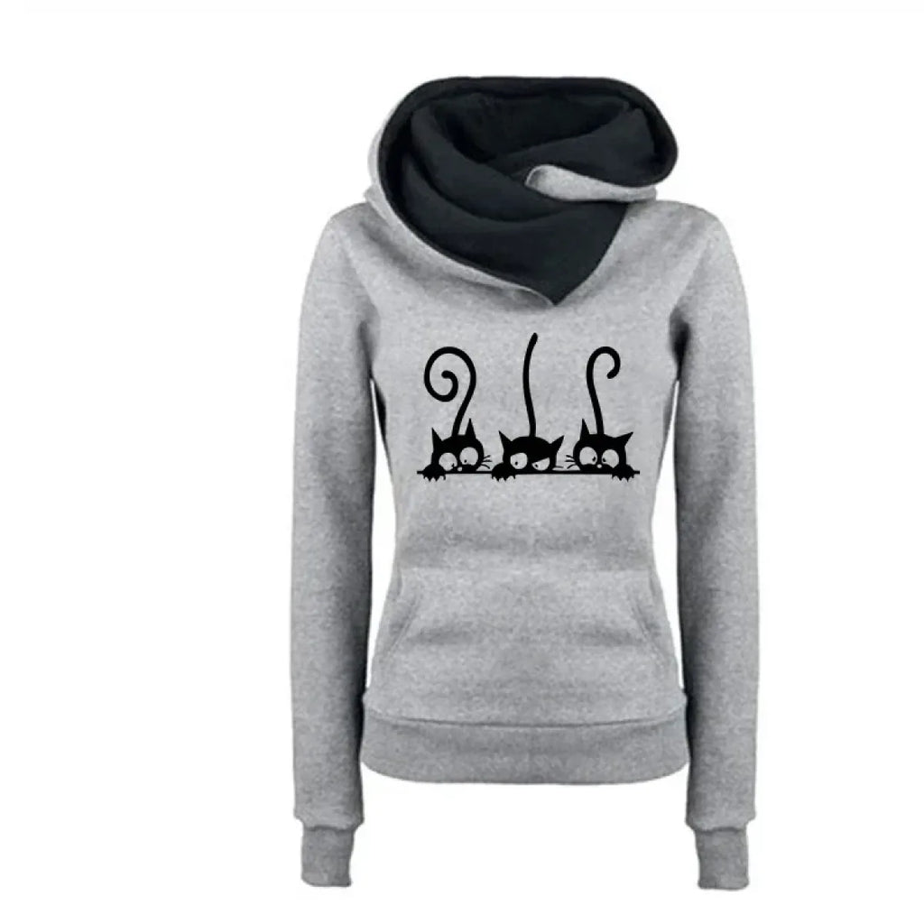 Cute Cat Hoodies for Women - Warm Autumn Winter Casual Sweatshirt