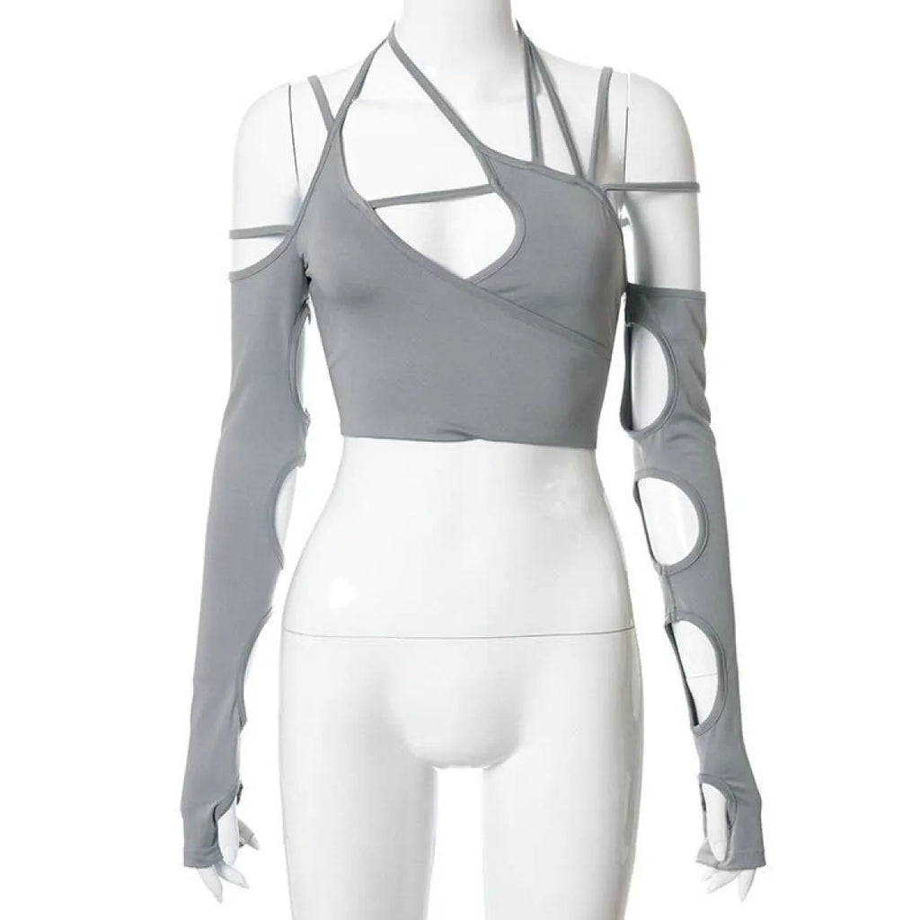 Cyber Punk Long Sleeve Crop Top